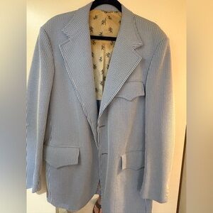 Classic Blue Striped Men's Blazer
